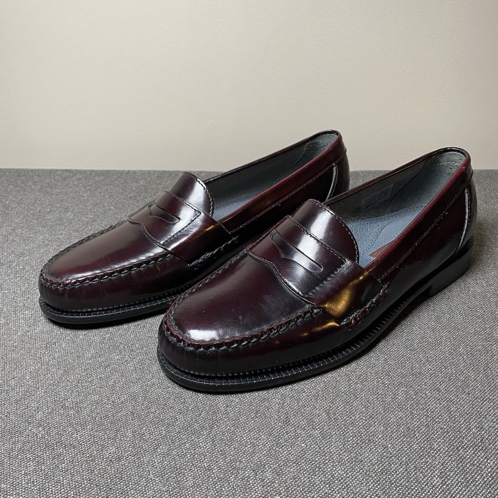 Florsheim Penny Loafer 8.5 EEE Leather Moc Toe Burgundy Brazil 11079